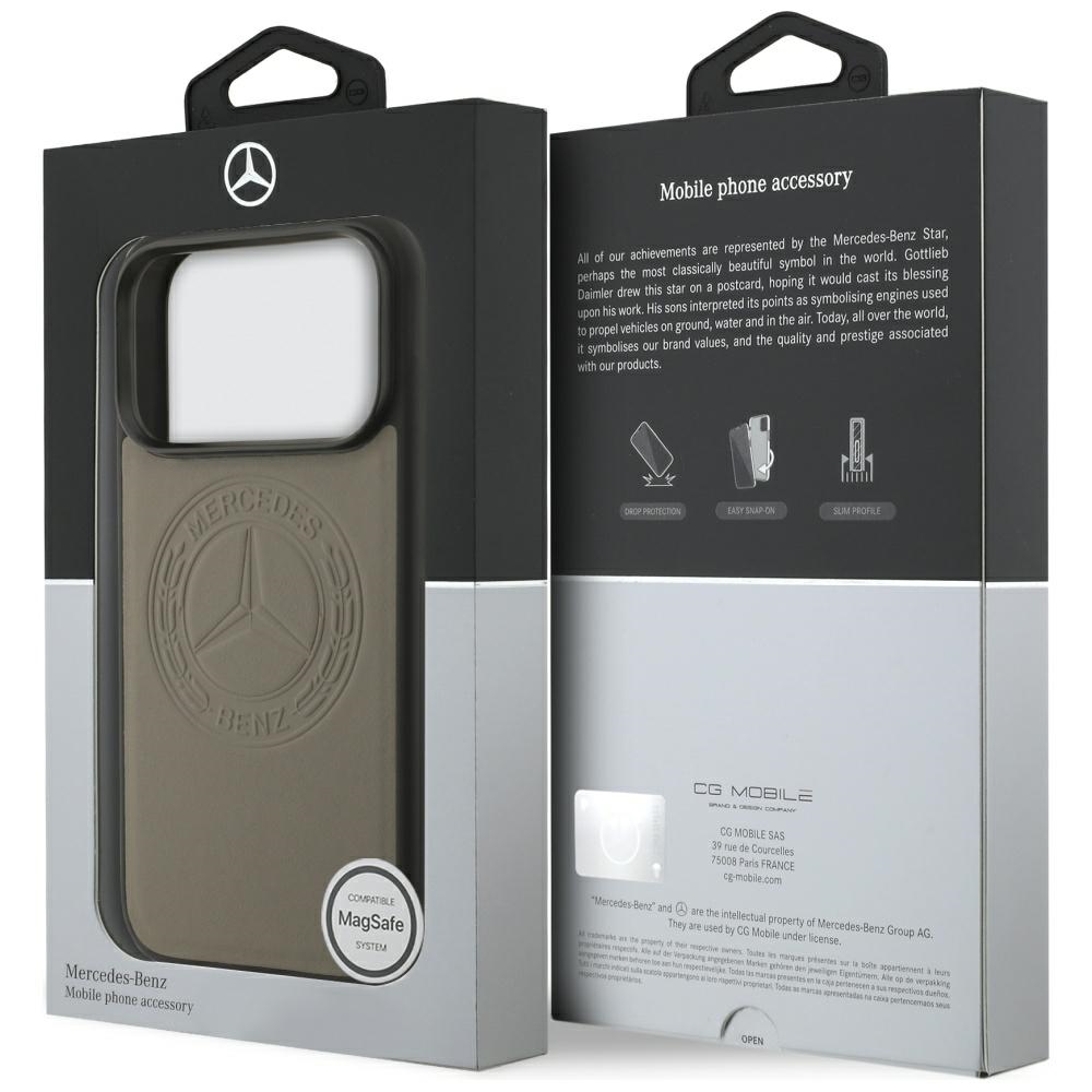 Mercedes Leather Vintage Logo MagSafe Case for iPhone 17 Pro - Beigeeng