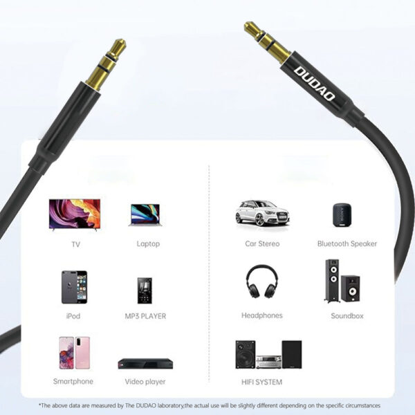 Dudao L12S AUX cable mini jack 3.5mm 1m 3-pole stereo - blackeng