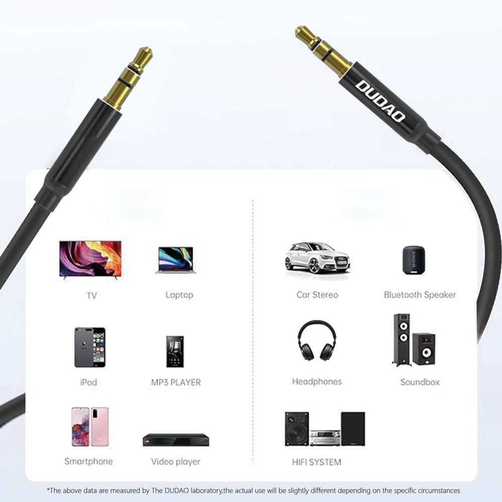 Dudao L12S AUX cable mini jack 3.5mm 1m 3-pole stereo - blackeng