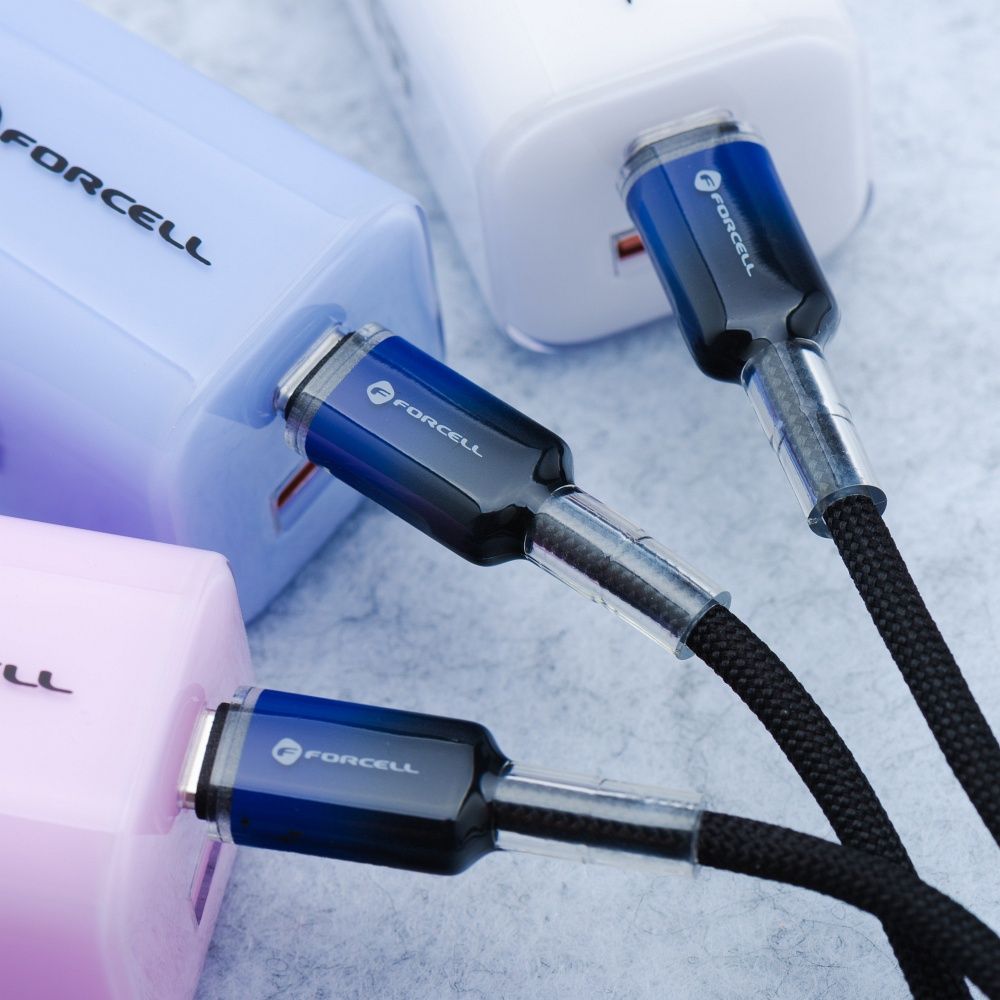 1a2e26dd15df46100eb76d98937d7b55 FORCELL F-ENERGY C357 cable Type C to Type C QC4.0 PD 5A 100W Gradient 1 m black