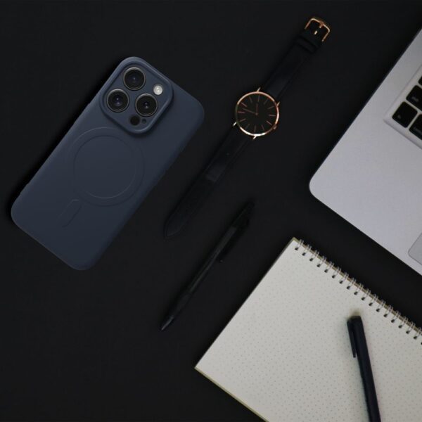 SILICONE MAG COVER (big hole) case compatible with MagSafe for IPHONE 16 Pro Max blue titanium