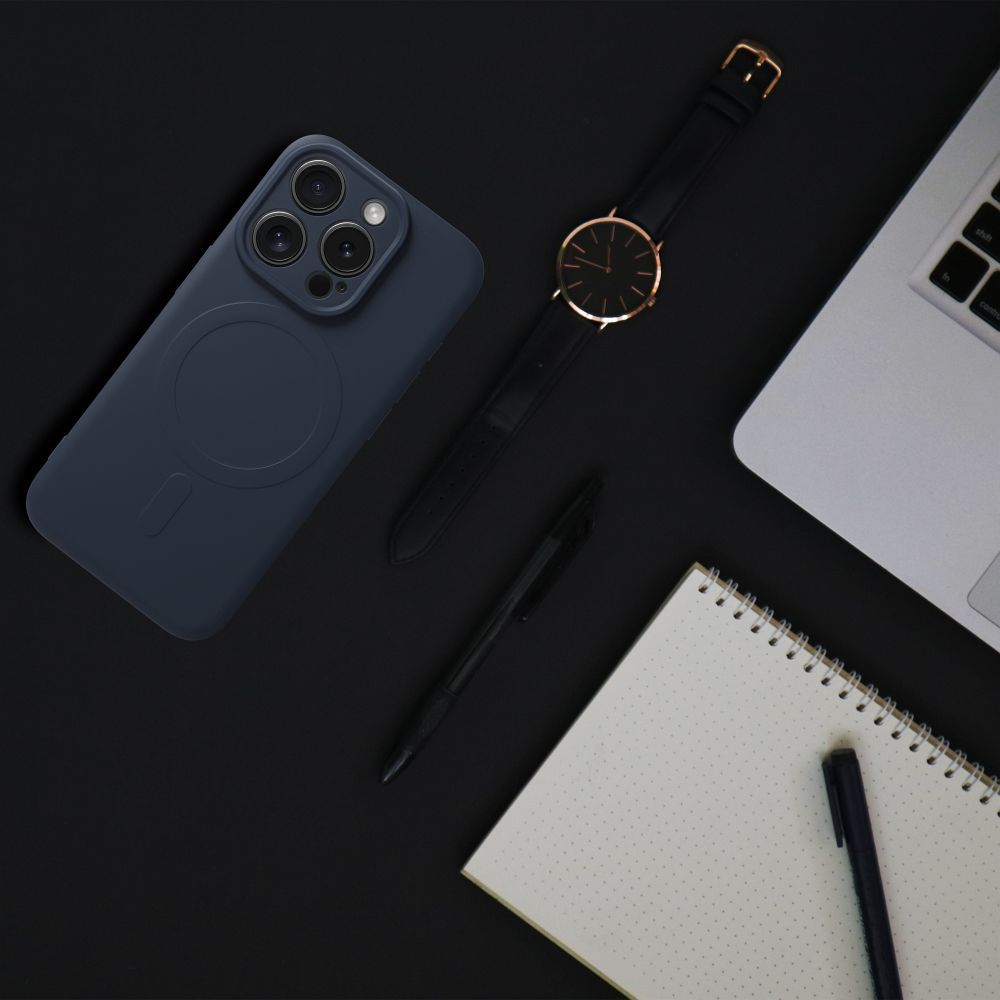 SILICONE MAG COVER (big hole) case compatible with MagSafe for IPHONE 16 Pro Max blue titanium