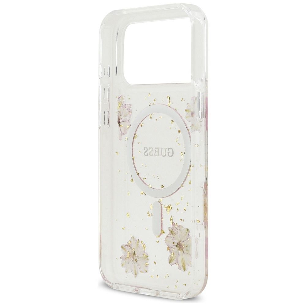 1b596c5c684c3bb7544c9adce330f8d0 GUESS case for IPHONE 17 Pro Max compatible with MagSafe GUHMP17XRBFGFGMP (Resin Flowers and Glitter) pink