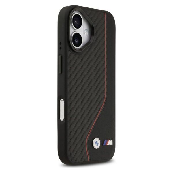 BMW case for IPHONE 17 compatible with MagSafe BMHMP17S25PCCSCKR (PU Carbon Line & Logo) red