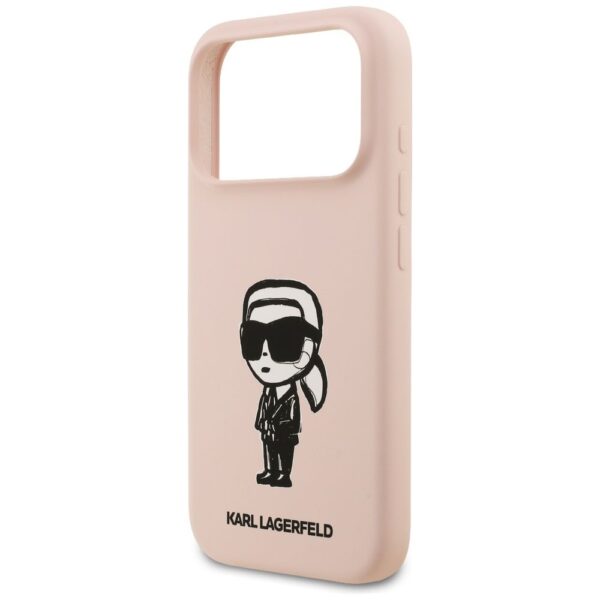 KARL LAGERFELD case for IPHONE 17 Pro Max compatible with MagSafe KLHMP17XSKIGROP (Silicone W/ KL Sketch & Logo) pink