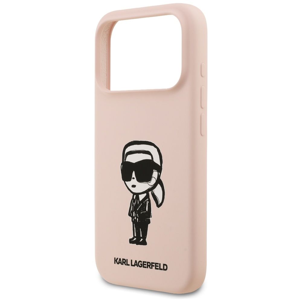 KARL LAGERFELD case for IPHONE 17 Pro Max compatible with MagSafe KLHMP17XSKIGROP (Silicone W/ KL Sketch & Logo) pink