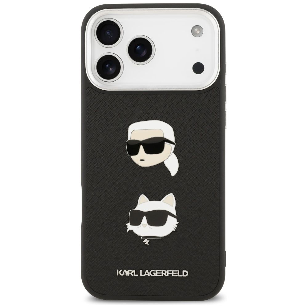 KARL LAGERFELD case for IPHONE 17 Pro Max KLHCP17XPSFDHPOK (FW Grained PU W/ K&C Heads Pin & Logo) black