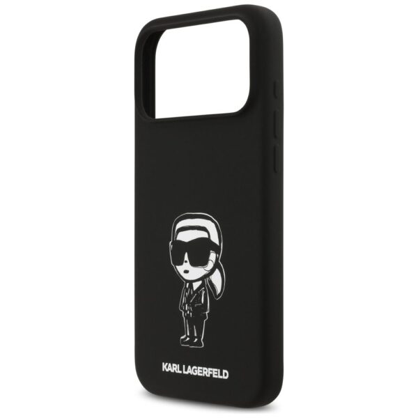 KARL LAGERFELD case for IPHONE 17 Pro Max compatible with MagSafe KLHMP17XSKIGROK (Silicone W/ KL Sketch & Logo) black