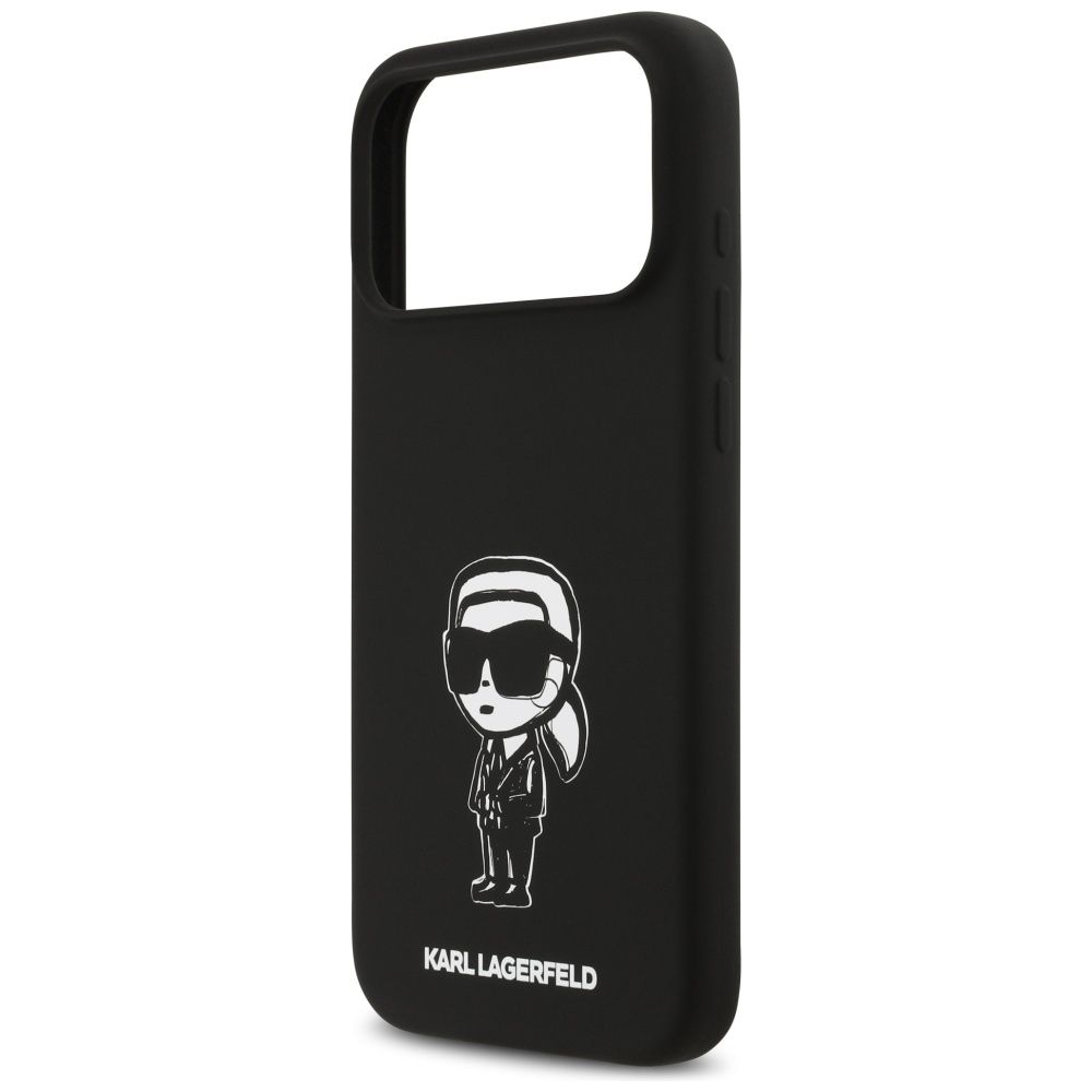 KARL LAGERFELD case for IPHONE 17 Pro Max compatible with MagSafe KLHMP17XSKIGROK (Silicone W/ KL Sketch & Logo) black