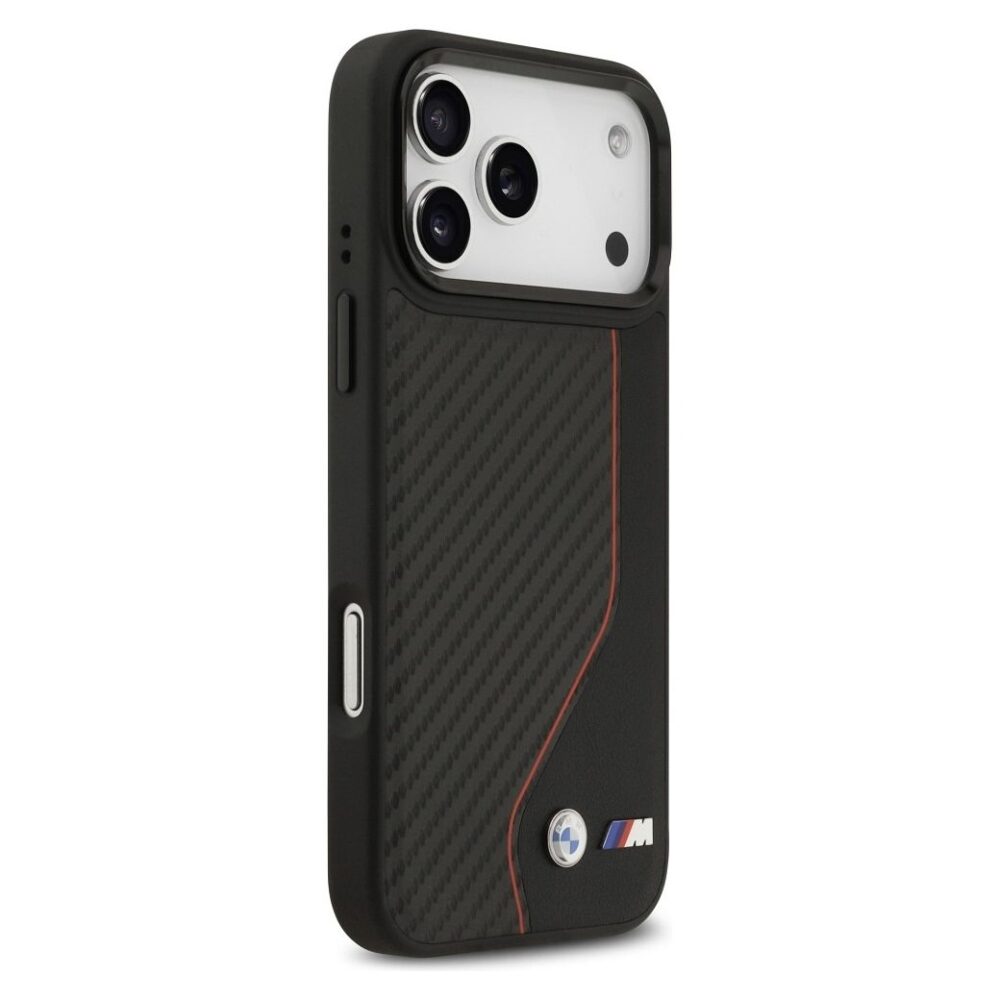 BMW case for IPHONE 17 Pro Max compatible with MagSafe BMHMP17X25PCCSCKR (PU Carbon Line & Logo) red