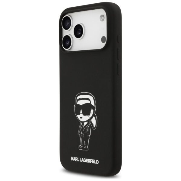 KARL LAGERFELD case for IPHONE 17 Pro Max compatible with MagSafe KLHMP17XSKIGROK (Silicone W/ KL Sketch & Logo) black