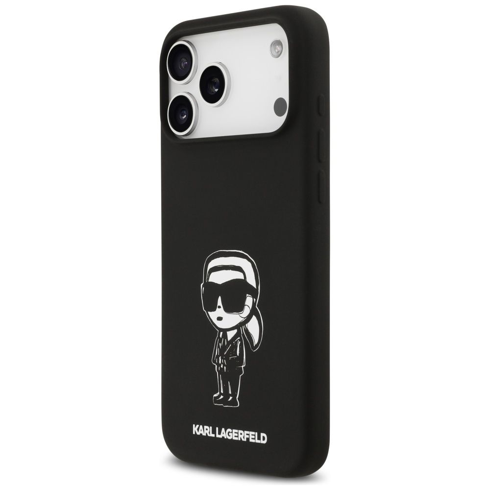 KARL LAGERFELD case for IPHONE 17 Pro Max compatible with MagSafe KLHMP17XSKIGROK (Silicone W/ KL Sketch & Logo) black