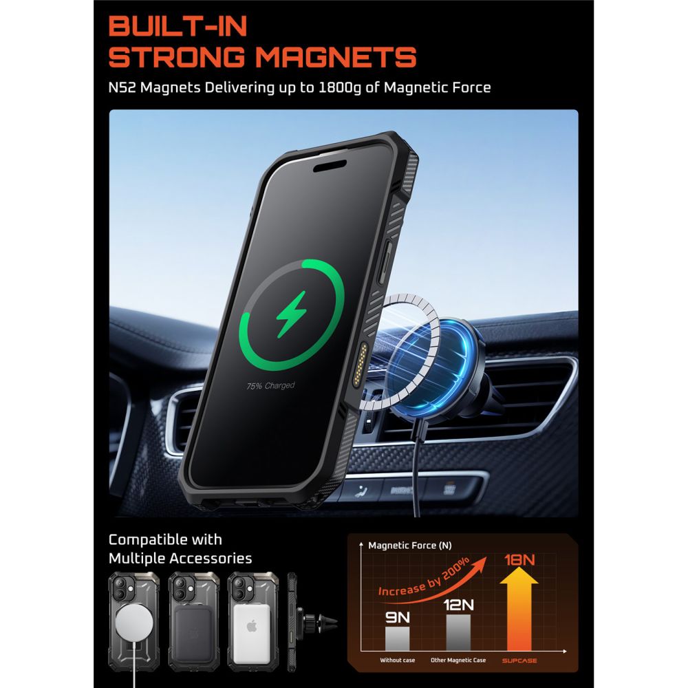 Supcase UB Grip Mag MagSafe Case for iPhone 17 - Blackeng