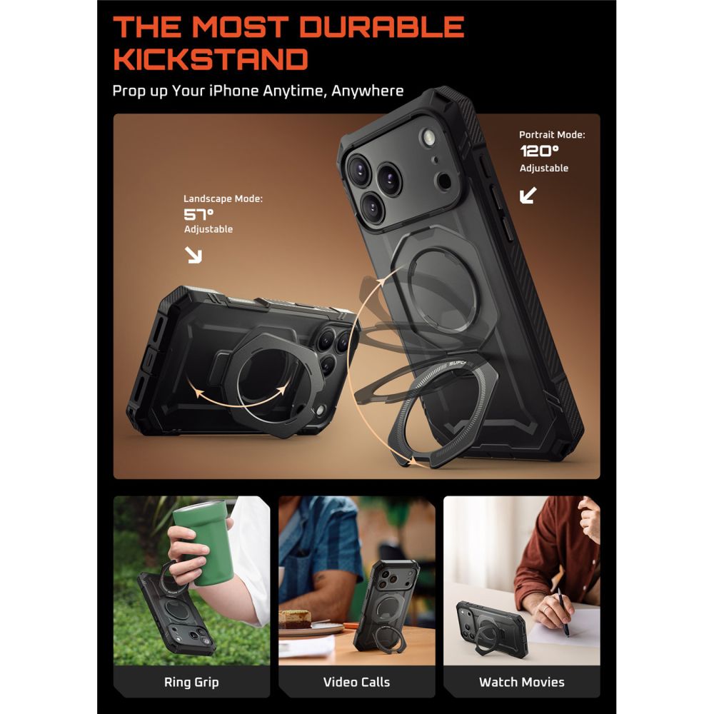 Supcase UB Grip Pro Mag MagSafe Case for iPhone 17 Pro - Blackeng