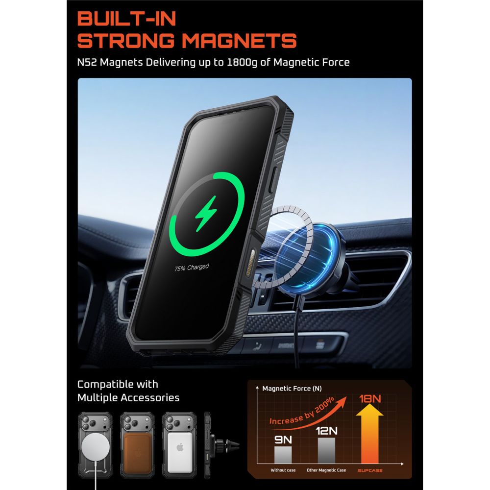 Supcase UB Grip Pro Mag MagSafe Case for iPhone 17 Pro Max - Blackeng