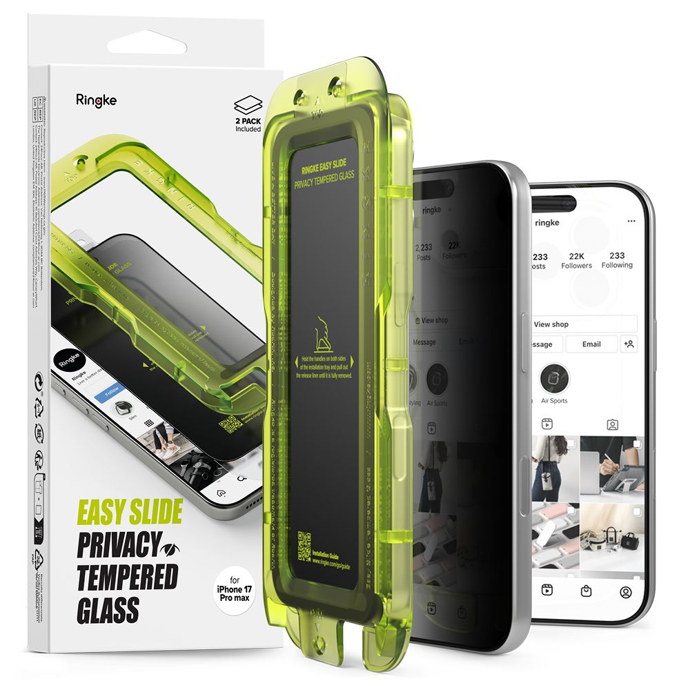 Ringke Easy Slide 2-pack Privacy Glass for iPhone 17 Pro - Blackeng