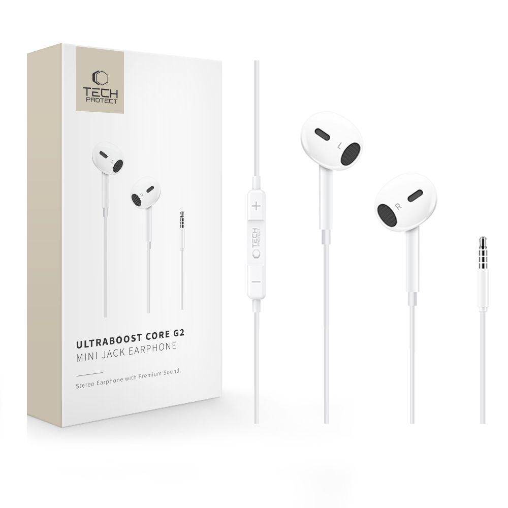 Tech-Protect Ultraboost Core G2 Mini Jack Headphones - Whiteeng