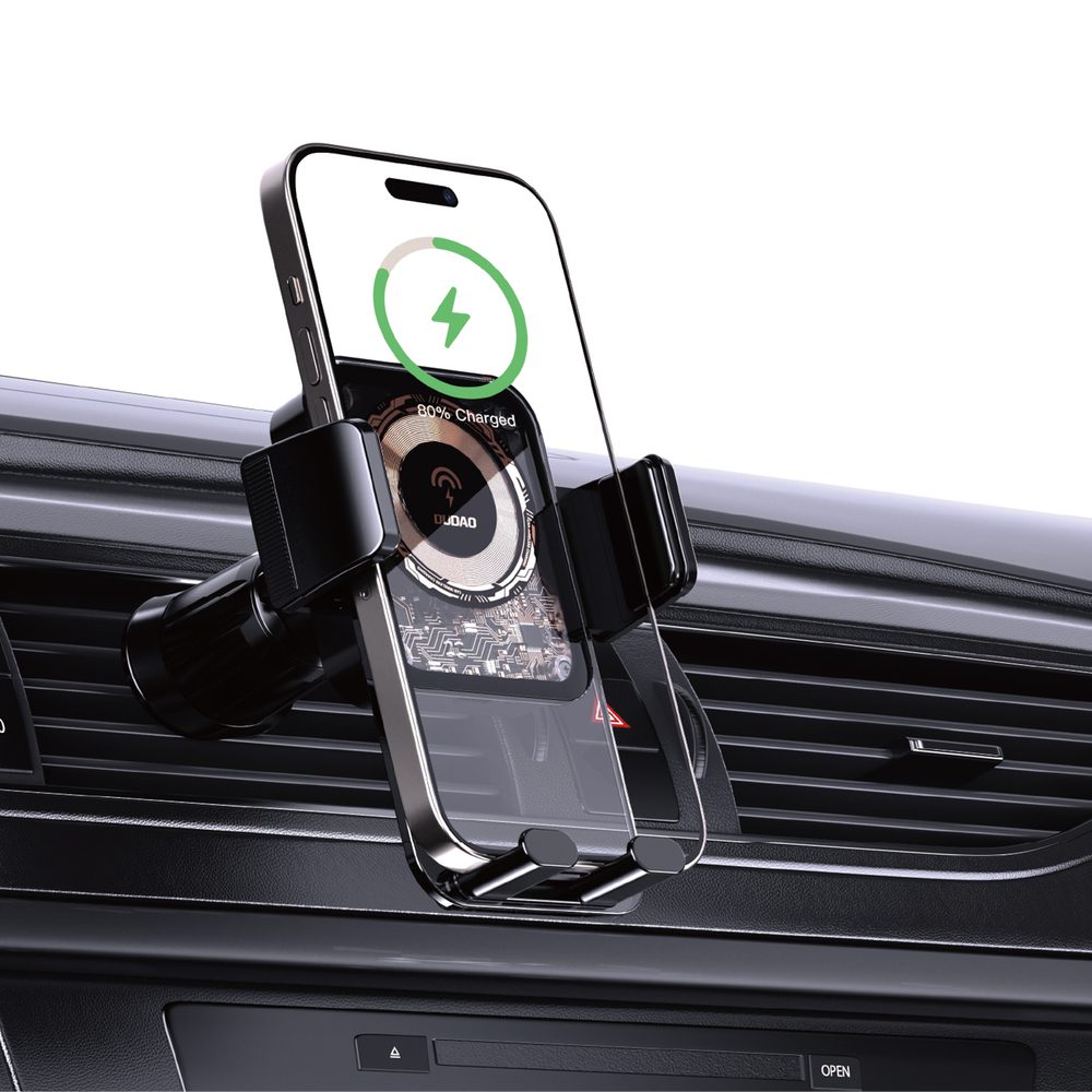 200403_3 Dudao F19 clamp car holder with 15W inductive charger - blackeng