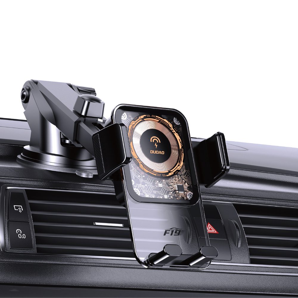 200403_4 Dudao F19 clamp car holder with 15W inductive charger - blackeng