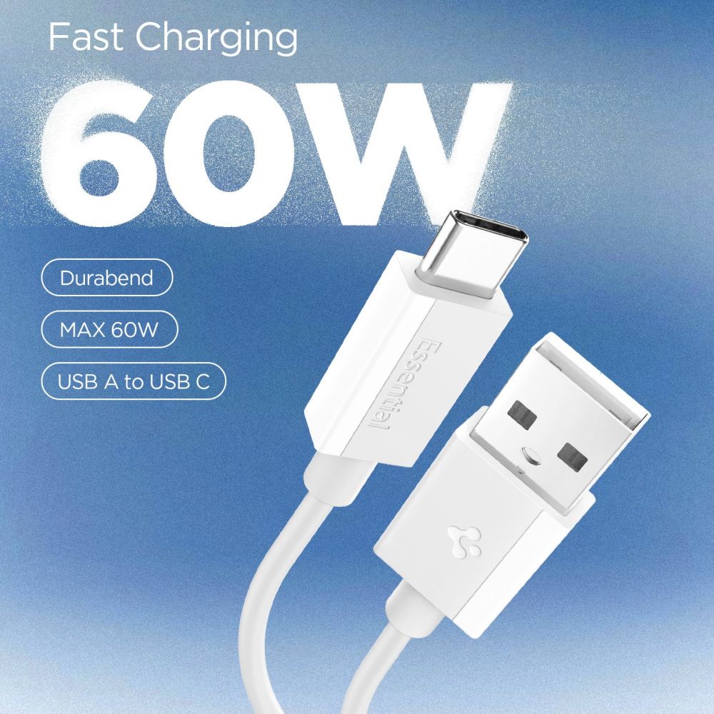 Spigen EB6010AC USB-A / USB-C 60W Cable 100 cm - Whiteeng