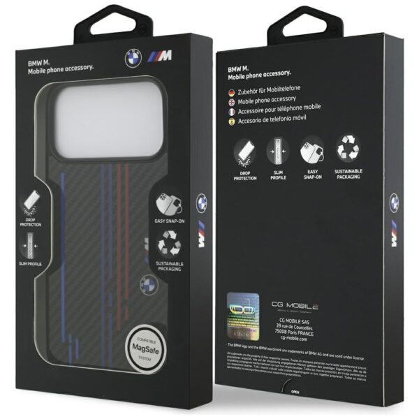BMW M Kevlar Lines & Logo MagSafe Case for iPhone 17 Pro Max - Blackeng