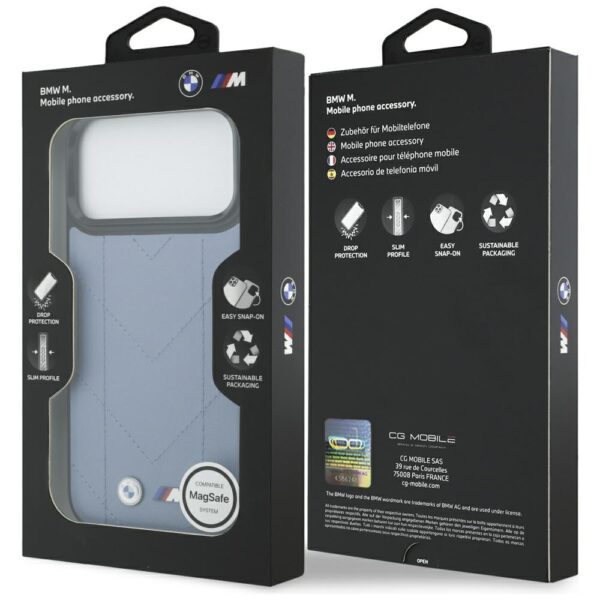 BMW M Quilted Logo MagSafe Case for iPhone 17 Pro Max - Blueeng