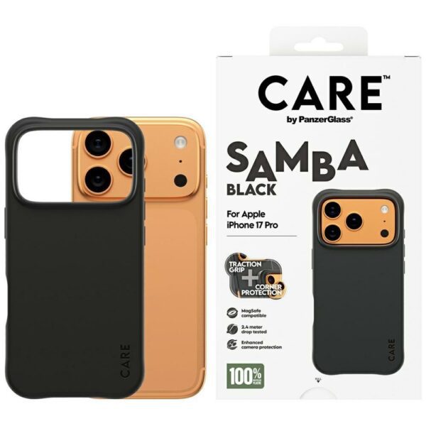 200649_1 CARE by PanzerGlass Fashionable Samba MagSafe Case for iPhone 17 Pro - Blackeng