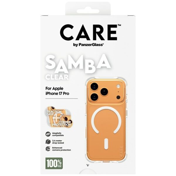 CARE by PanzerGlass Fashionable Samba Case w. White MagSafe for iPhone 17 Pro - Transparenteng