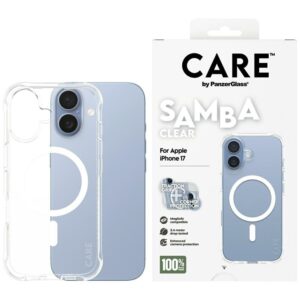 CARE by PanzerGlass Fashionable Samba Case w. White MagSafe for iPhone 17 - Transparenteng