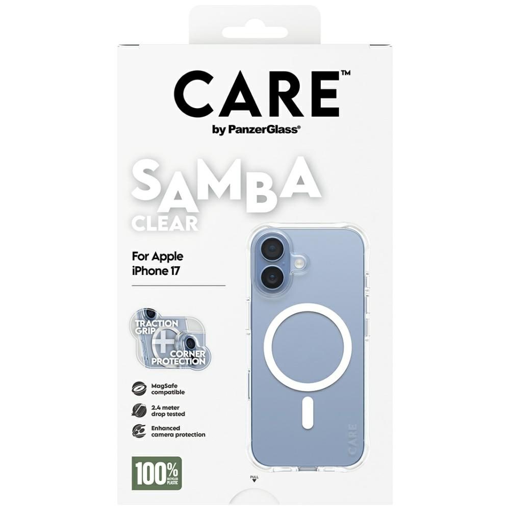 CARE by PanzerGlass Fashionable Samba Case w. White MagSafe for iPhone 17 - Transparenteng