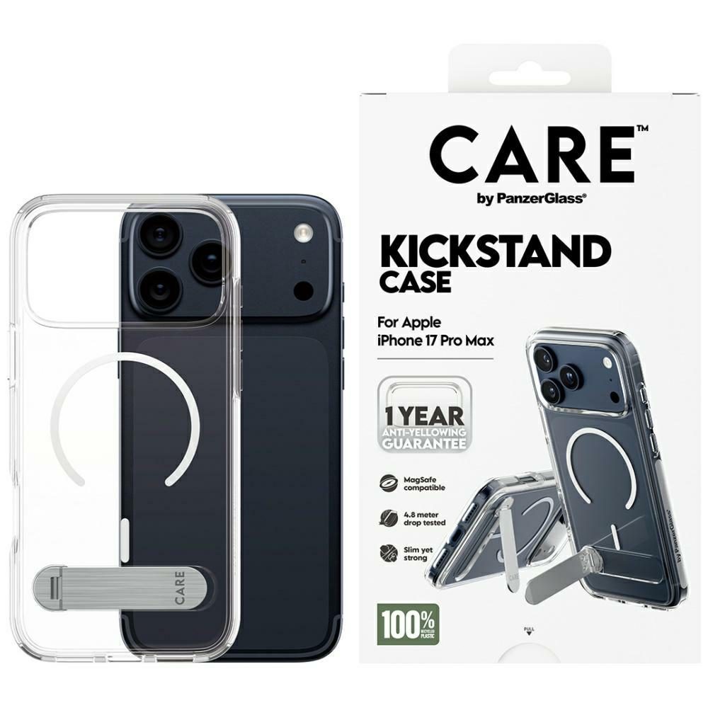 200675_1 CARE by PanzerGlass Feature Case w. Kickstand MagSafe for iPhone 17 Pro Max - Cleareng