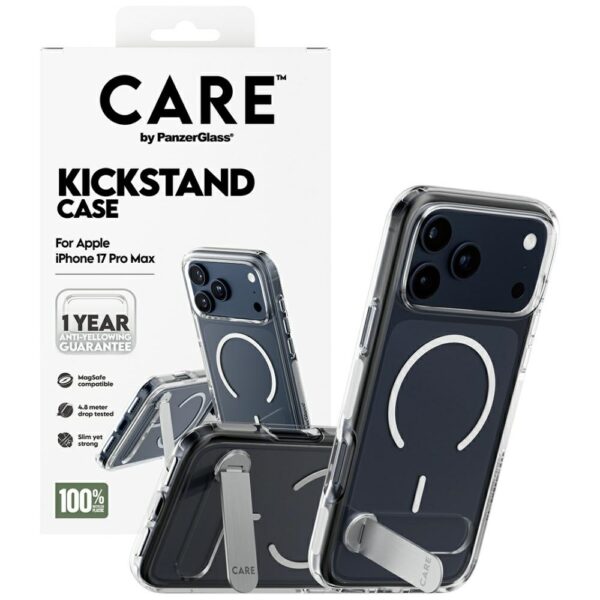 200675_4 CARE by PanzerGlass Feature Case w. Kickstand MagSafe for iPhone 17 Pro Max - Cleareng