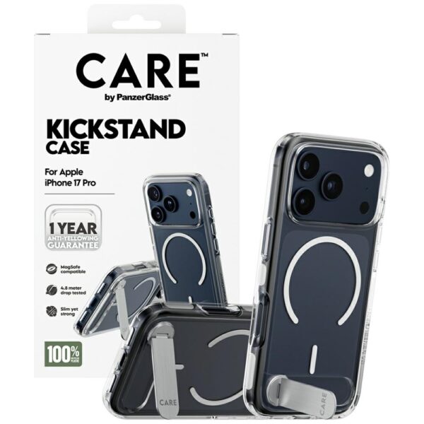 200676_4 CARE by PanzerGlass Feature Case w. Kickstand MagSafe for iPhone 17 Pro - Cleareng