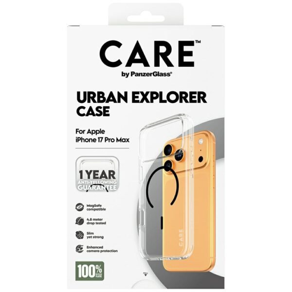 200682_5 CARE by PanzerGlass Flagship Urban Explorer Case w. Black MagSafe for iPhone 17 Pro Max - Transparenteng