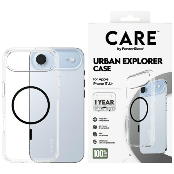CARE by PanzerGlass Flagship Urban Explorer Case w. Black MagSafe for iPhone Air - Transparenteng