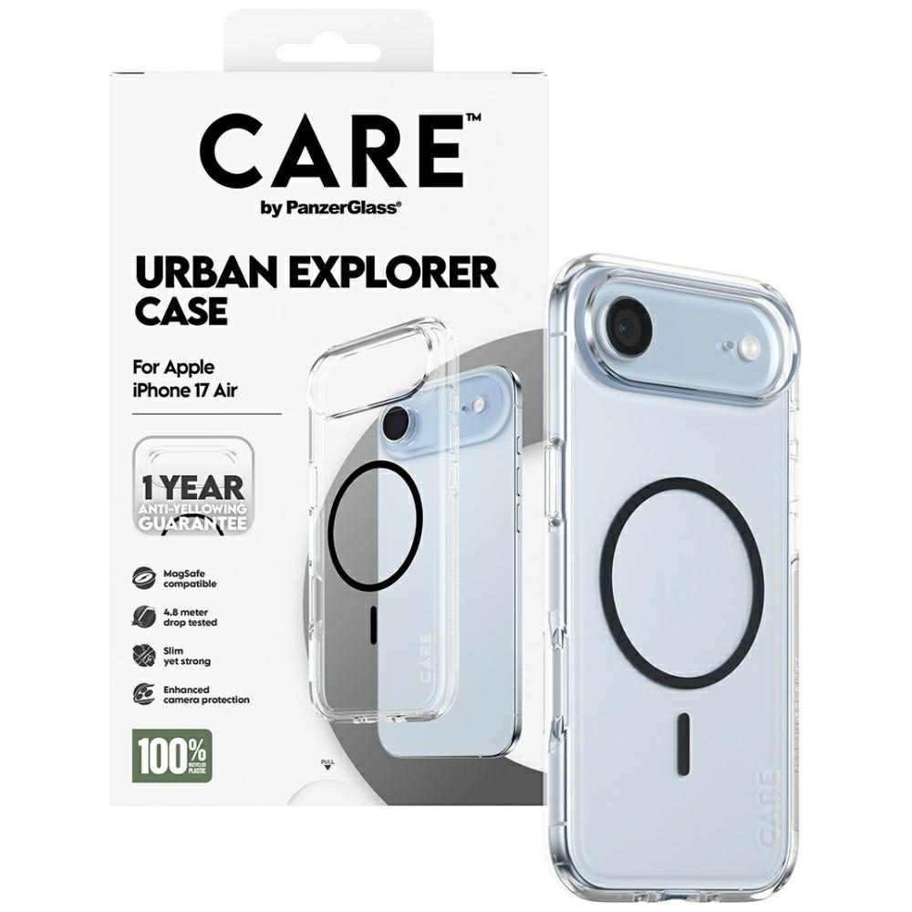 CARE by PanzerGlass Flagship Urban Explorer Case w. Black MagSafe for iPhone Air - Transparenteng