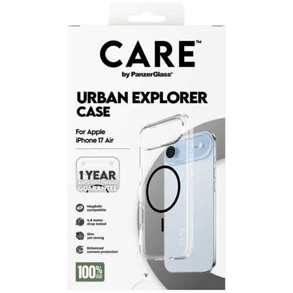CARE by PanzerGlass Flagship Urban Explorer Case w. Black MagSafe for iPhone Air - Transparenteng