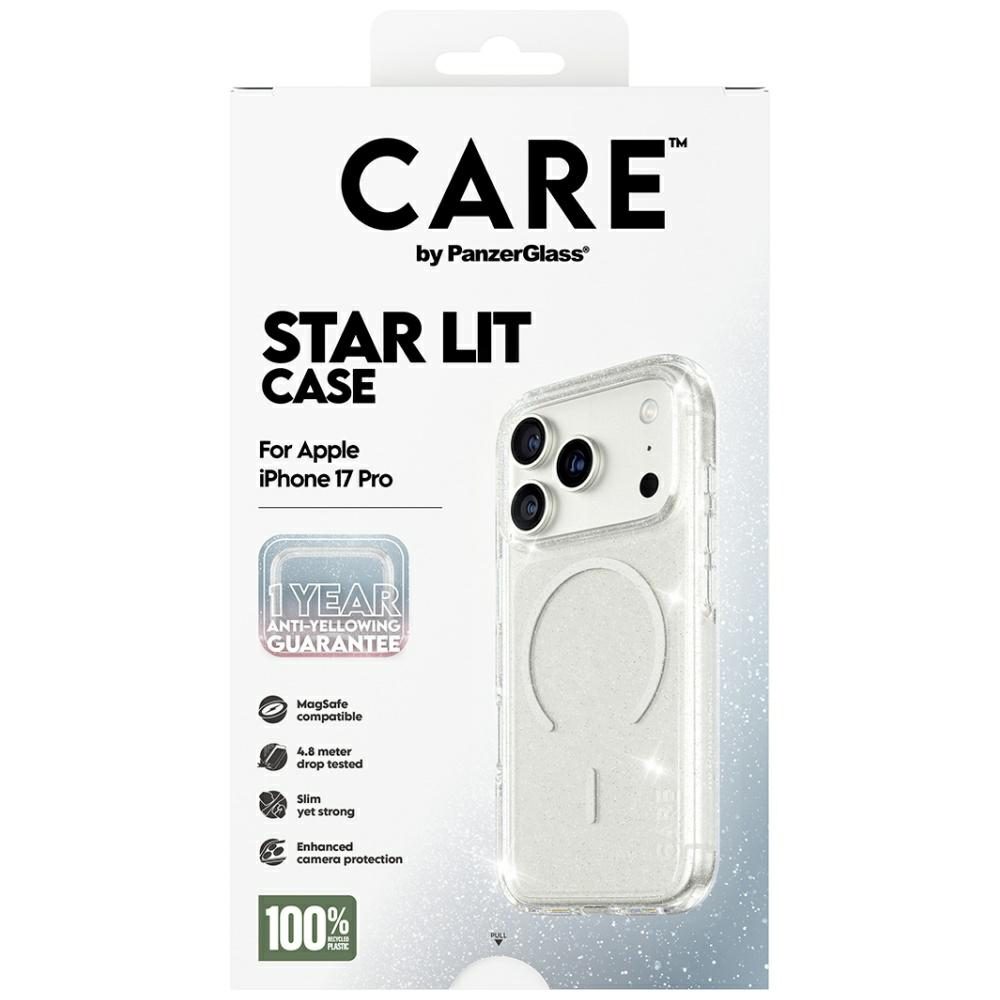 CARE by PanzerGlass Flagship Urban Explorer Case w. White MagSafe for iPhone 17 Pro - Clear Glittereng