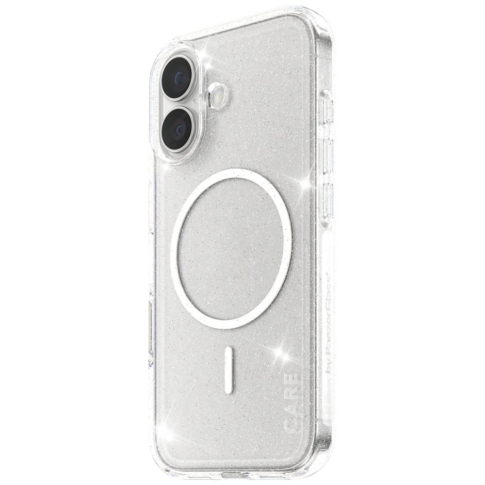 CARE by PanzerGlass Flagship Urban Explorer Case w. White MagSafe for iPhone 17 - Clear Glittereng