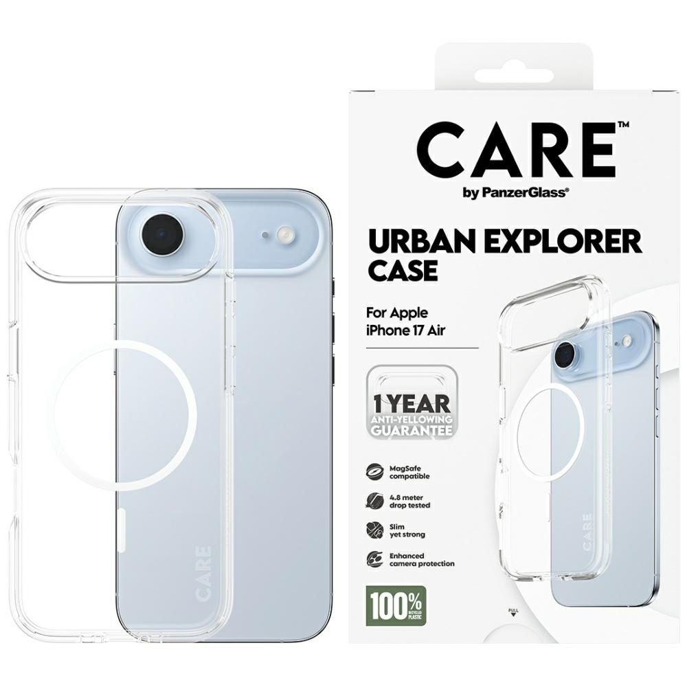 CARE by PanzerGlass Flagship Urban Explorer Case w. White MagSafe for iPhone Air - Transparenteng