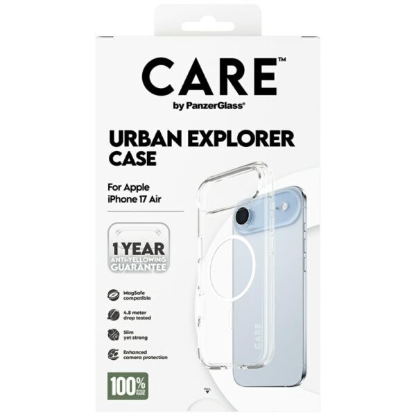 CARE by PanzerGlass Flagship Urban Explorer Case w. White MagSafe for iPhone Air - Transparenteng
