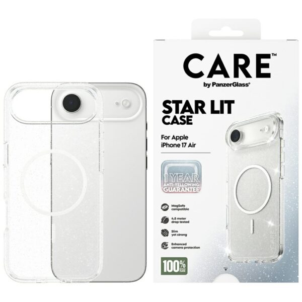 CARE by PanzerGlass Flagship Urban Explorer Case w. White MagSafe for iPhone Air - Clear Glittereng