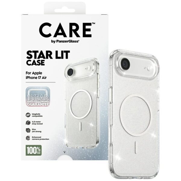 CARE by PanzerGlass Flagship Urban Explorer Case w. White MagSafe for iPhone Air - Clear Glittereng