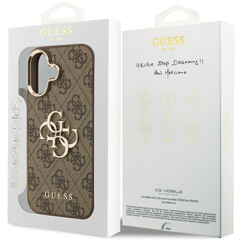 200700_8 Guess 4G Big 4G Classic Logo Case for iPhone 17 - Brown and Goldeng