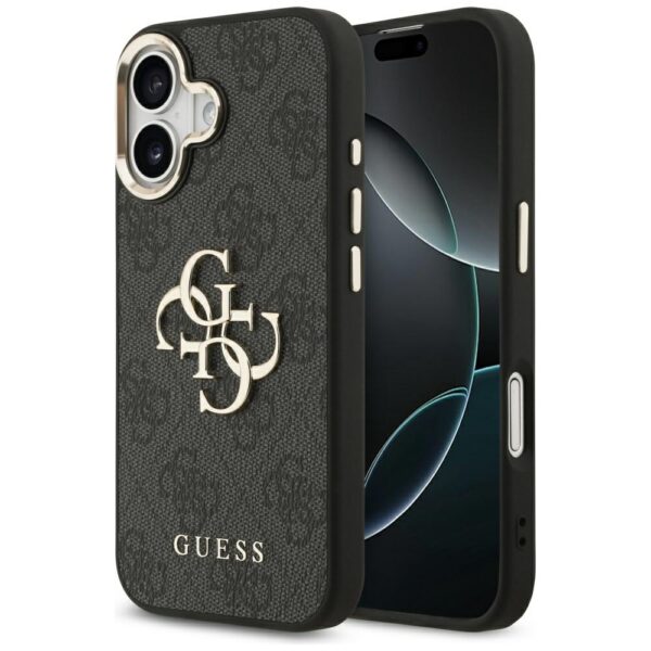 200701_1 Guess 4G Big 4G Classic Logo Case for iPhone 17 - Black and Goldeng