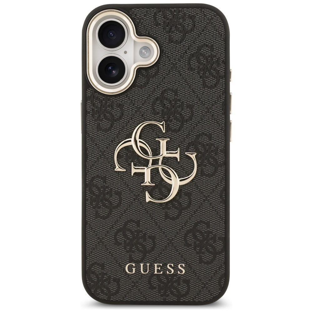 200701_3 Guess 4G Big 4G Classic Logo Case for iPhone 17 - Black and Goldeng