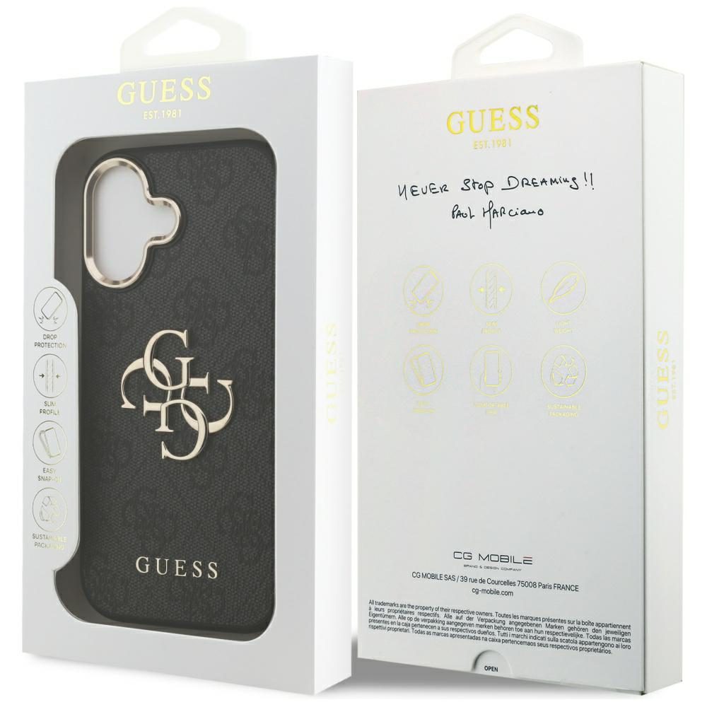 200701_8 Guess 4G Big 4G Classic Logo Case for iPhone 17 - Black and Goldeng
