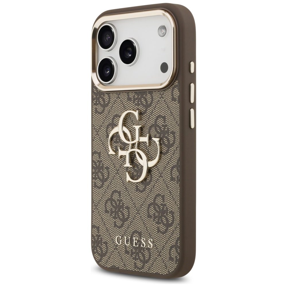 200705_2 Guess 4G Big 4G Classic Logo Case for iPhone 17 Pro Max - Brown and Goldeng