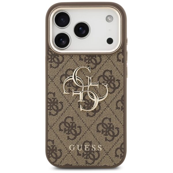 200705_3 Guess 4G Big 4G Classic Logo Case for iPhone 17 Pro Max - Brown and Goldeng