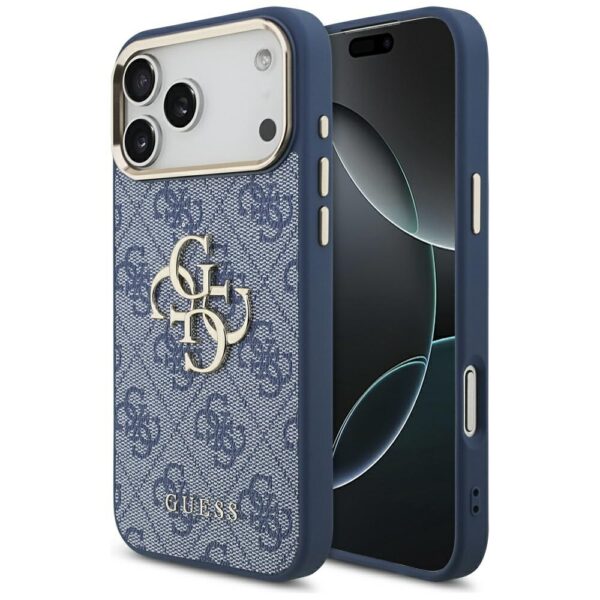 200708_1 Guess 4G Big 4G Classic Logo Case for iPhone 17 Pro Max - Blue and Goldeng